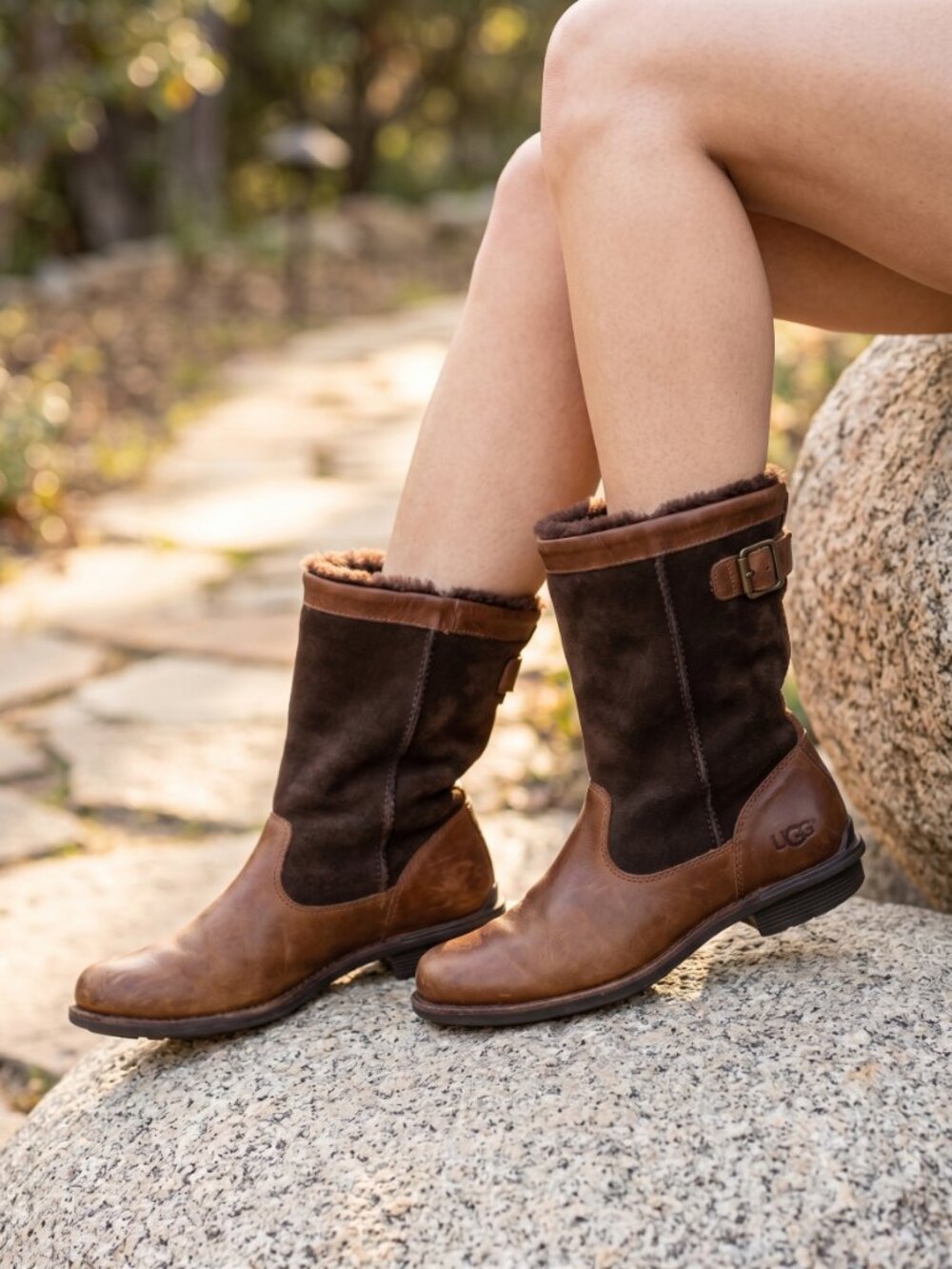 Ugg Brookffield brown short sheepskin cuffable boots